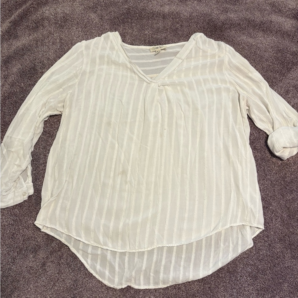 Elegant Cream V-Neck Blouse